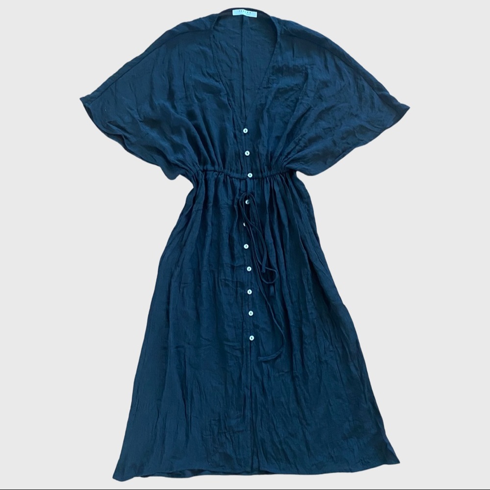 Black Midi Button Up Coverup